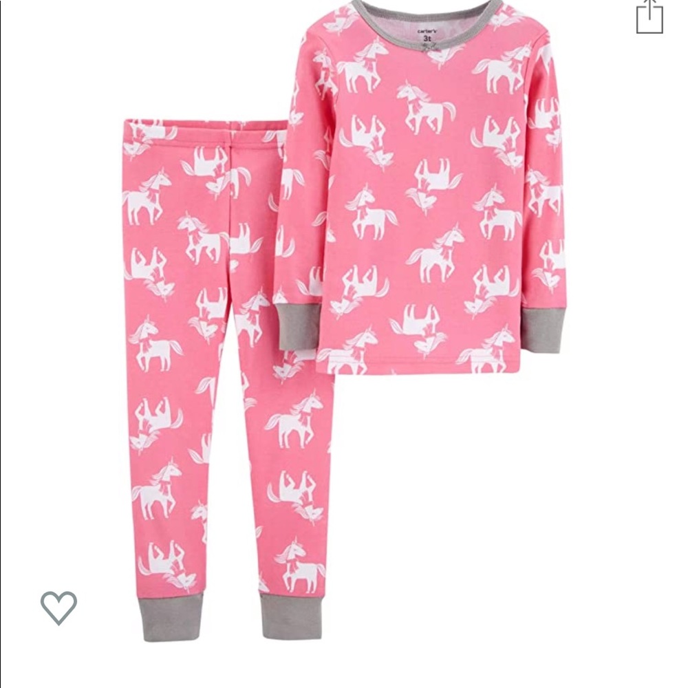 NWT Carter’s pink unicorn 2-pc pajamas